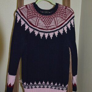 J Crew Hand Knit Fair Isle Wool Sweater Size L